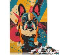French Bulldog Wall Art Colorful Bulldog Pop Art Puzzle 1000 Pieces Cadeau Unique Jeu Éducatif Défi Jouet À De Qualité Supérieure Peinture Art pour Adultes Et Enfants À Partir De 14 Ans 300pcs (40x2