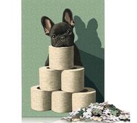 French Bulldog with Toilet Paper Pyramid Puzzle 1000 Pièces Educa Jouet en Bois Divertissement Créatif Décoration Intérieure Jeu Éducatif Challenge Toy Adultes & Enfants des 14 Ans 500pcs (52x38cm)