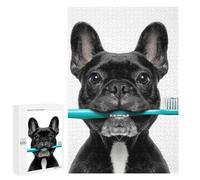 French Bulldog with Toothbrush Puzzle 1000 Pièces Educa Jouet en Bois Cadeau Unique Décoration Intérieure Jeu Éducatif Challenge Toy Adultes Et Enfants À Partir De 14 Ans 1000 PCS