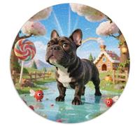 French Bulldog1000 Pièces pour Puzzles pour Adultes Et Enfants Pet DogPuzzle Circulaire, Doodle Puzzle, Décompression, Cadeau, Difficile, Impossible1000pcs (67.5x67.5cm)