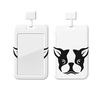 French Bulldog2 Porte-badge d'identification avec lanière Protecteur de carte d'identité en plastique Porte-badge avec fenêtre transparente Porte-badge de carte d'identité pour infirmièreFournitures