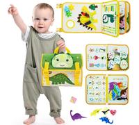 French Busy Board Dinosaur Montessori Toy for Children 2 3 4 5 Years Old Backpack Games Montessori Fine Motor Skills Activity Toys,Car Game Travel for Children Boys Girls 1 2 3 4 Years Old