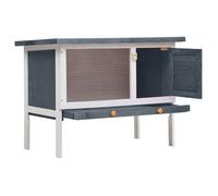 @FRENCH Clapier d'extérieur - Pour 10 Animau x - 1 niveau Gris - Bois - Maison Lapin Enclos 63740