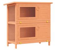 @FRENCH Clapier d'extérieur - Pour 10 Animau x - Enclos pour petits animau x 4 portes - Bois - Maison Lapin Enclos 85385