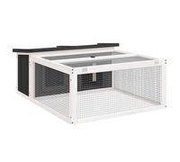 @FRENCH Clapier gris 117,5 x 97 x 47,5cm - Bois de pin massif - Maison Lapin Enclos 65280