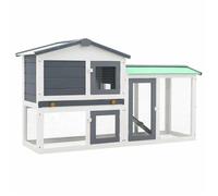 @FRENCH Clapier large d'extérieur - Pour 10 Animau x - Gris et blanc 145 x 45 x 84cm - Bois - Maison Lapin Enclos 66986