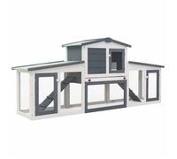 @FRENCH Clapier large d'extérieur - Pour 10 Animau x - Gris et blanc 201 x 45 x 85cm - Bois - Maison Lapin Enclos 17726