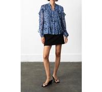 French Connection Anita Hallie Crinkle Shirt Blue Multi Slate Taille: 6 | Chemisiers Outlet | Femme | Bleu