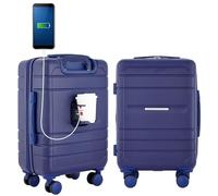 French Connection Bagage Cabine St. Martin avec Porte-Gobelet/Ports USB, Bleu Abyssal