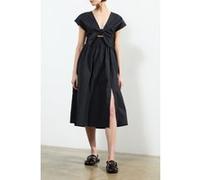 French Connection Barletta Poplin Tie Midi Dresss Navy Taille: M | Robes Outlet | Femme | Bleu