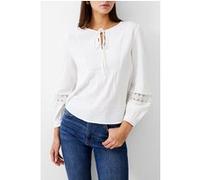 French Connection Boho Cheesecloth L/s Top White Taille: 10 | Chemisiers Outlet | Femme | Blanche