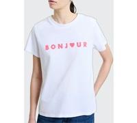 French Connection Bonjour Tee White/raspberry Pink Taille: M | Chemises Outlet | Femme | Rose