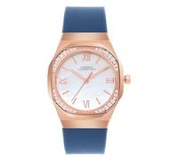 French Connection Bracelet en silicone à cadran rectangulaire à 3 aiguilles | décontracté | qualité supérieure | Fonction balai | Montre bracelet pour femme, bleu, Sangle