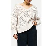 French Connection Crochet Knit V Neck Sweater Oatmeal Taille: S | Pulls en Maille Outlet | Femme