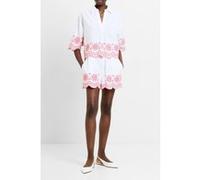 French Connection Emb Hem S/s Cotton Popover White/raspberry Pink Taille: L | Chemisiers Outlet | Femme | Rose