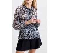 French Connection Emina Chiffon Allegra L/s Top Charcoal Multi Taille: 10 | Chemisiers Outlet | Femme | Le Noir