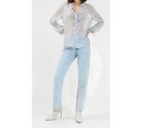 French Connection Eso Bonita Ruffle Front Ls Shirt Cloud Blue/butter Yellow Taille: 6 | Chemisiers Outlet | Femme | Jaune
