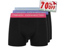 French Connection FC6 3pk Décontracté Short Boxer Confort Sous Classique Noir