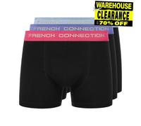 French Connection FC6 3pk Décontracté Short Boxer Confort Sous Classique Noir