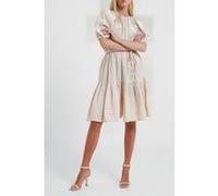 French Connection Filippa Poplin Gingham Puff Sleeve Dress Incense Taille: M | Robes Outlet | Femme | Marron