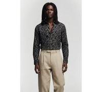 French Connection Floral Cut Long Sleeve Shirt Black/stone Taille: XXL | Chemises d'affaires Outlet | Homme | Le Noir