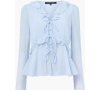 French Connection French Connection Blue Emina Chiffon Frill Tie Up Top
