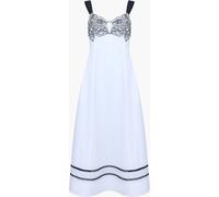 French Connection French Connection White Cambria Cotton Embroidered Bust Midi Dress White 42