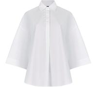 French Connection French Connection White Rhodes Sust Poplin Short Sleeve Popover 100% Cotton Blouse
