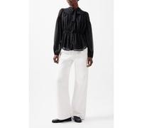 French Connection Ines Chiffon Fitted Waist Blou Blackout/summer Whit Taille: L | Chemisiers Outlet | Femme | Le Noir