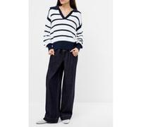 French Connection Lily Mozart Striped Polo Jumpe Navy Winter White Taille: XS | Pulls en Maille Outlet | Femme | Bleu