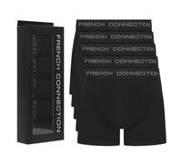 French Connection Lot de 5 boxers noirs en coton pour homme - Anti-frottement - Évacuation de l'humidité et respirants, Noir , S