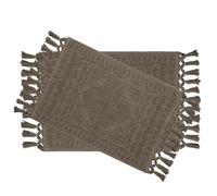 French Connection Nellore Lot de 2 tapis de salle de bain tissés et perlés Tapis de bain antidérapants durables Tapis de bain épais pour salle de