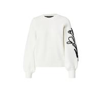 FRENCH CONNECTION Pull-over 'PATRICE FLORAL EMBROIDERED SLV' noir / blanc, Taille XL