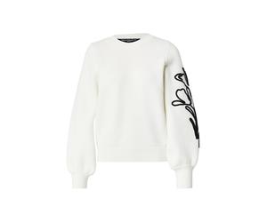 FRENCH CONNECTION Pull-over 'PATRICE FLORAL EMBROIDERED SLV' noir / blanc, Taille XL