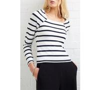 French Connection Rallie Stripe Ls Sq Nk Tee Stripe S White/marin Taille: XS | Manches longues Outlet | Femme | Blanche