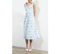 French Connection Serenity Dale Crepe Midi Dress Cream/blue Taille: 6 | Robes Outlet | Femme | Blanche