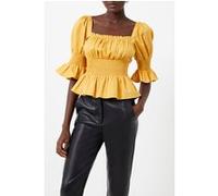 French Connection Sindey Cotton Sat Sqa Nec Blou Bright Gold Taille: S | Chemisiers Outlet | Femme | Jaune
