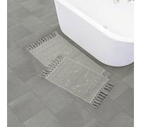 French Connection Tapis de Bain, 100% Coton, Gris Moyen, 17 in. x 24 in./20 in. x 34 in.