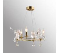 French Country White Gold Angel Decor Brass 3 Chandeliers Dining Room Nordic Ceiling Pendant Light Round Large Hanging Lamp for Kitchen Island Girls Bedroom