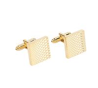 French Cufflinks for Men | Double Layer Electroplated Brass | Gold Cuff Buttons for Formal Shirts/Suits/Business Attire | Classic Quadrate Design with Storage Box