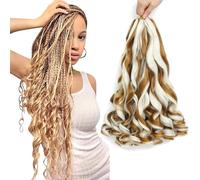 French Curl Braiding Hair Pre Stretched 16 Inch Braiding Hair P27/613# Loose Wavy Pre Streched Braiding Hair for Black Women (16 Inch(8Packs), P27/613#)