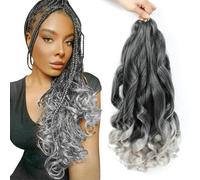 French Curl Braids 56cm Rajout Cheveux Tresses 8 Paquets Meches Boucle Pour Tresses Africaine 1B/Silver Meche Cheveux Pour Tresse Bouncy Loose Wavy French Curl Braiding Hair