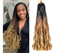 French Curly Braiding Hair 22 Inch 8Pack/lot Loose wave Crochet Hair Pre Stretched Braiding Hair with Curly Ends for Black Women(1B/30/27)