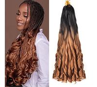 French Curly Braiding Hair 22 Inch 8Pack/lot Loose wave Crochet Hair Pre Stretched Braiding Hair with Curly Ends for Black Women(1B/30)