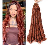 French Curly Braiding Hair for Box Braids 22 inch Loose Wave Braiding Hair Pre Stretched Bouncy Braiding Crochet Spiral Curl Synthetic Extensions for Women (350#, 22 Inch)