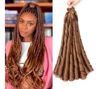 French Curly Braiding Hair for Box Braids 22 inch Loose Wave Braiding Hair Pre Stretched Bouncy Braiding Crochet Spiral Curl Synthetic Extensions for Women (30#, 22 Inch)
