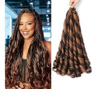French Curly Braiding Hair for Box Braids 22 inch Loose Wave Braiding Hair Pre Stretched Bouncy Braiding Crochet Spiral Curl Synthetic Extensions for Women (P4/30#, 22 Inch)