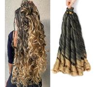 French Curly Braiding Hair for Box Braids 22 inch Loose Wave Braiding Hair Pre Stretched Bouncy Braiding Crochet Spiral Curl Synthetic Extensions for Women (T27#, 22 Inch)