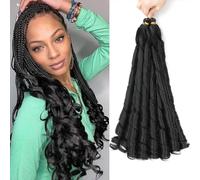 French Curly Braiding Hair for Box Braids 22 inch Loose Wave Braiding Hair Pre Stretched Bouncy Braiding Crochet Spiral Curl Synthetic Extensions for Women (1B#, 22 Inch)