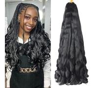 French Curly Braiding Hair for Box Braids 8 Packs 22 Inch 75G/Pack deep Wave Braiding Hair Crochet Braids Spanish Curly Synthetic Spiral Curl Silky Braiding Hair Extensions (22 inch, 1B)